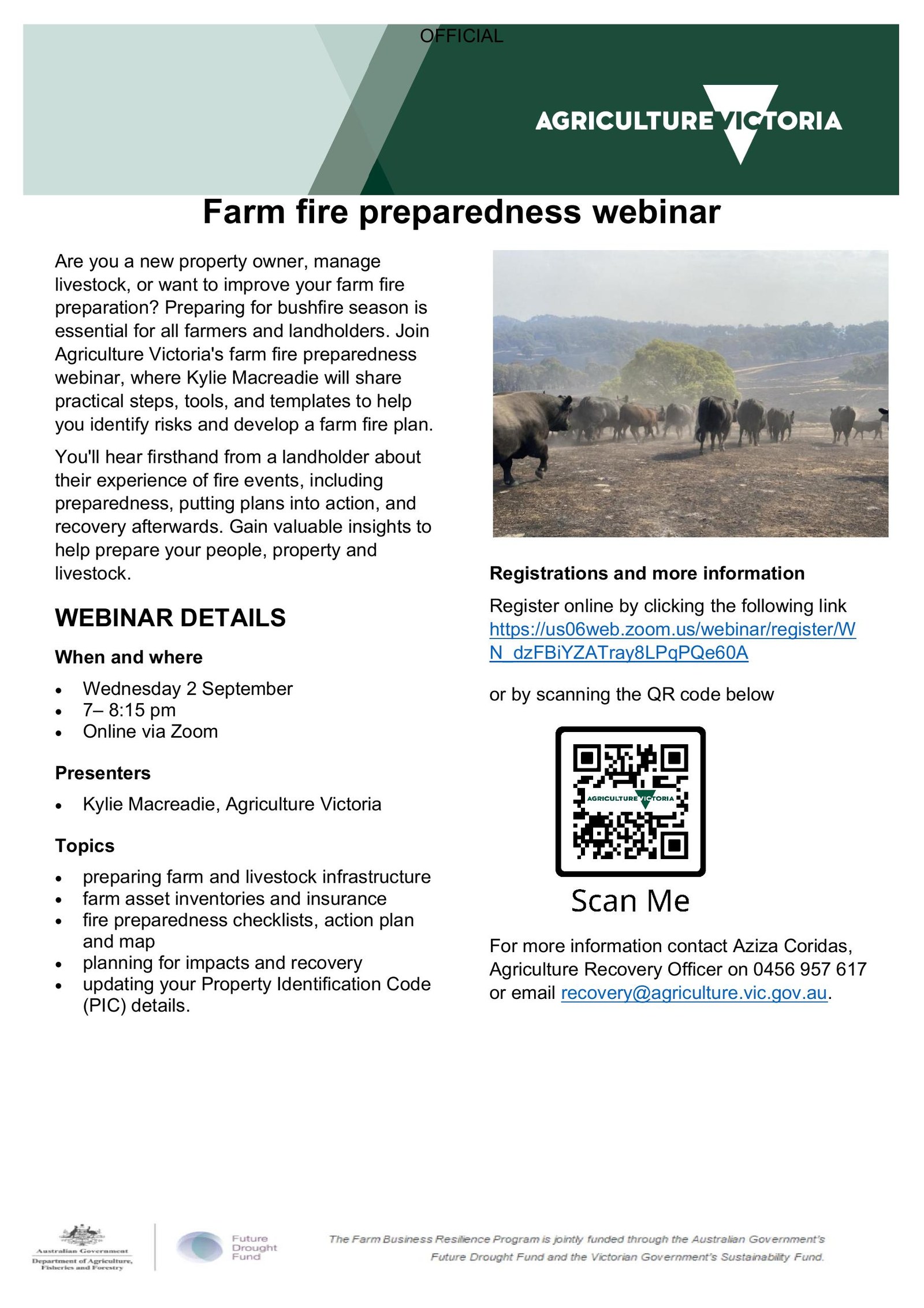 Farm fire preparedness webinar flyer